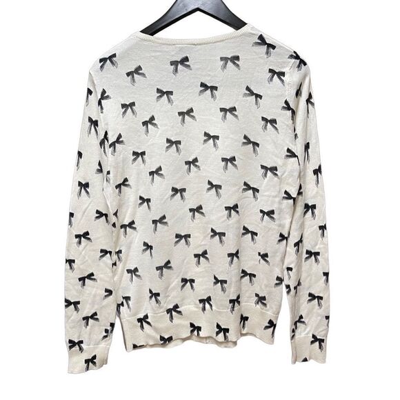 🌟 Ann Taylor 🌟Bow Print White Sweater - Picture 2 of 2